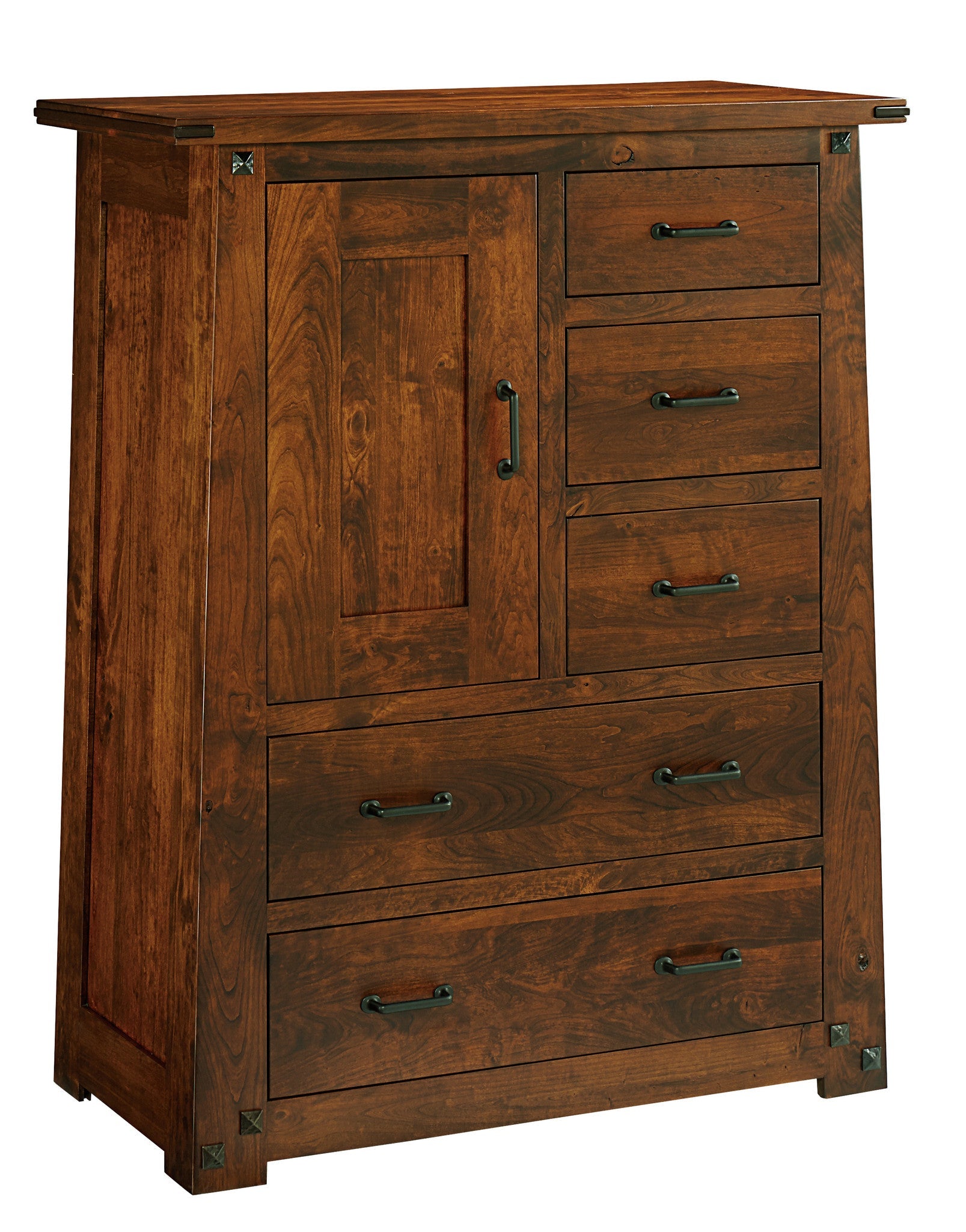 Encada door chest shown in rustic cherry with a burnt umber low sheen finish