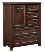 Belwright door chest shown in Rustic Cherry/Coffee with sawcut distressing and low sheen finish