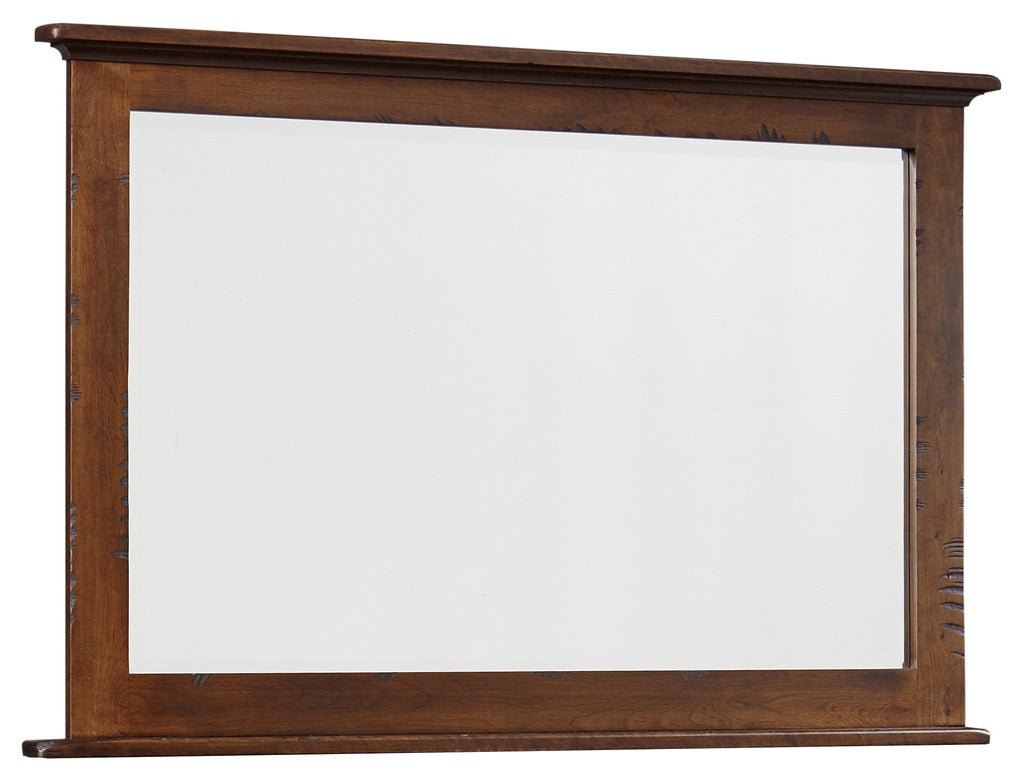 Belwright mirror shown in Rustic Cherry/Coffee with sawcut distressing and low sheen finish