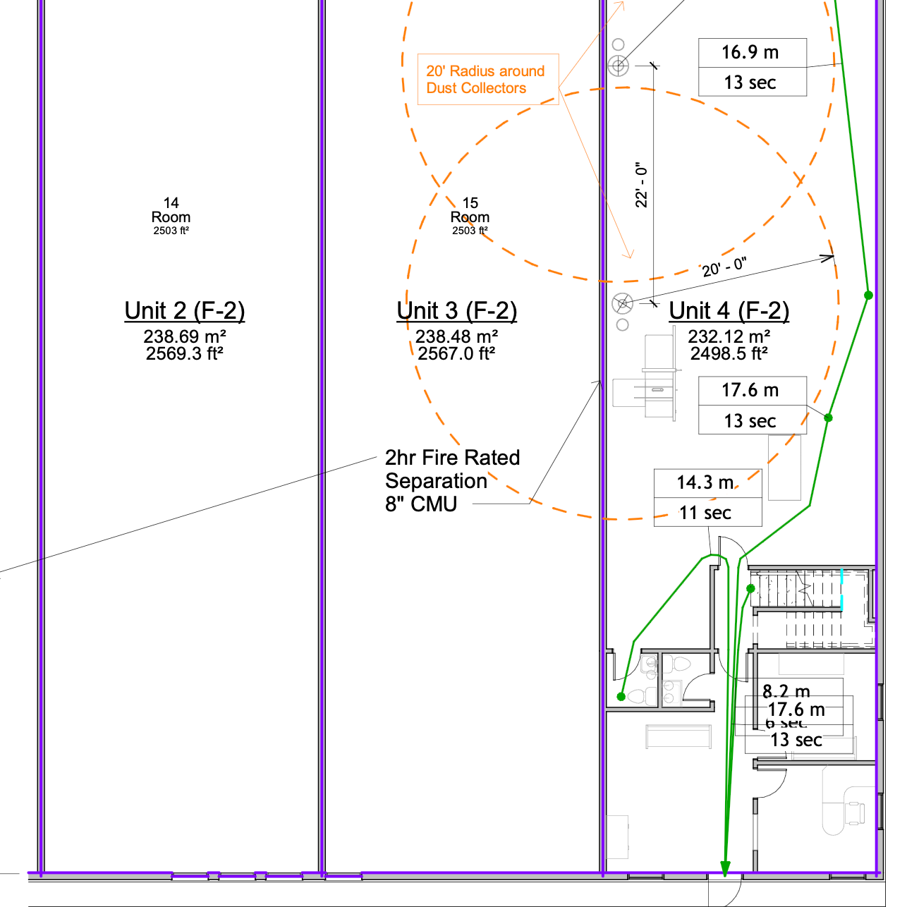 Technical floor plan with measurements and labels on a white background