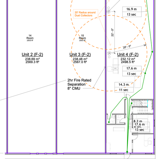 Technical floor plan with measurements and labels on a white background