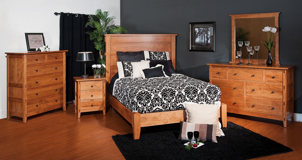 Bungalow bedroom collection shown in Cherry/Fruitwood