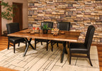 Xavier Live Edge dining room collection shown in Rustic Walnut/Natural